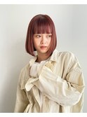 内巻きボブ　レイヤーボブ　ウルフボブ　暖色系カラー