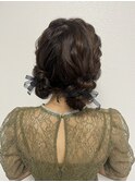 結婚式　ヘアセット　ロング　ツインアレンジ　ゆるふわ　大阪