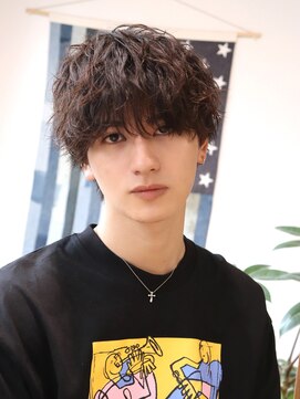 ネイビー(NAVY) 無造作シャドウパーマ メンズマッシュ