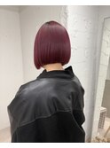 〇切りっぱなしボブブリーチありピンクベージュ