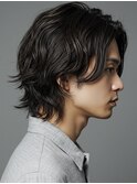フェザーパーマ/グレーブルーカラー/刈り上げショートパンク