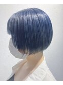 アズールブルー／顎ラインボブ／ツーブロック/