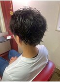 無造作マッシュショート/強めパーマ/ウェット仕上げ/メンズヘア