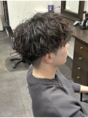 マッシュ × 波巻きパーマ