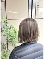 ヘアアートヒサ(HAIR ART hisa) ベージュハイライト 切りっぱなしボブ