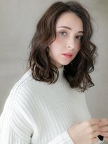 カバーヘア ブリス 川口(COVER HAIR bliss)&nbsp;ドライパーマ黒髪アッシュ小顔かきあげミディアムX川口30代40代