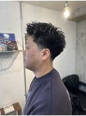 メンズカットテーパーフェードスキンフェードスパイキーショート