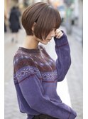 大人可愛い20代30代40代黒髪前下がりショートボブ丸みショート◎