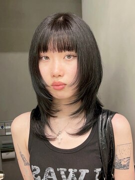 アイティーバイアルバム 藤沢店(IT by ALBUM) 秋色オリーブカラー黒髪透明感カラーボブルフ_ba532471