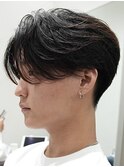 メンズセンターパートウルフセンターパートニュアンスパーマ襟足