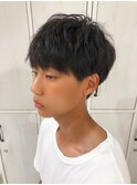 ニュアンスマッシュmen'shairシルバーカラーフェードカット