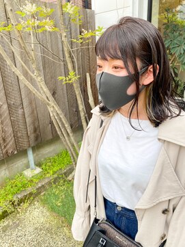 ブルー(BLUE) #BLUE ホワイトベージュ×インナーカラー