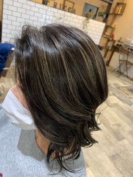リッカヘアー(Ricca hair) 大人かわいい小顔美シルエットハイライトブロンドカラー