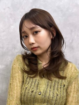 アンフィニー 銀座(ANFINI) レイヤーカット小顔カットウルフワンカールシアーベージュ