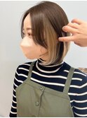 ダブルカラー外ハネボブインナーカラーハイライトケアブリーチ