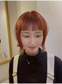 フルバングが可愛い！ピンクオレンジカラー