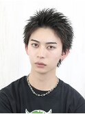 黒髪スパイキーショート短髪アップバング