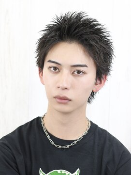 ベーア(Bar) 黒髪スパイキーショート短髪アップバング