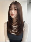 レイヤーカット 顔周りカット シースルーバング　艶感 20代30代