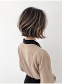 ショートボブ　白髪ボカシハイライト　名東区　透明感カラー