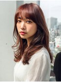 顔周りカットハッシュカットダークブラウンワンホンレイヤー韓国