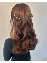フェリーチェ 六本木店(Felice)&nbsp;ハーフツイン　巻き髪　結婚式ヘアセット　ハーフアップ