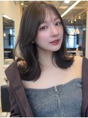 20代30代40代ひし形レイヤーふんわりミディアムブラウンカラー