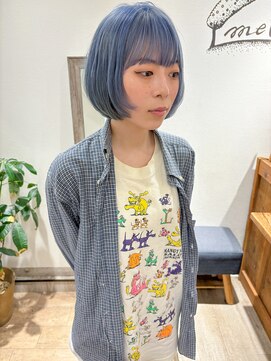 メルト 吉祥寺(melt) 《宮本》ケアブリーチハイトーンペールブルー丸みショートボブ