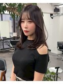 黒髪 ボブルフ ネビージュ 小顔 ワンレン スペインカール
