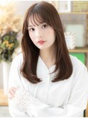 ココアブラウン艶カラー小顔エアストレートc7戸頭20代30代40代