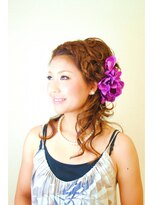 ブリエ(briller) 編みこみコサージュ ハーフアップ