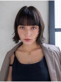 大人可愛い20代30代40代小顔ウルフレイヤーボブグレージュ