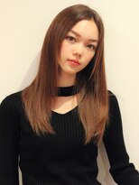 似合わせくびれ小顔カットネビージュワンレンひし形ボブルフ黒髪