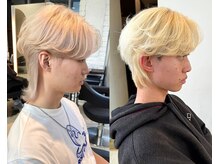 メンズウルフ×ミルクティーカラーの相性抜群◎