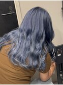 11026艶髪ネイビーブルーブルーシルバーストレートブルーカラー