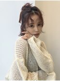 大人ガーリーリボンヘアアレンジヘアセット
