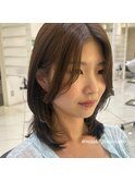 ＊ミディアムハッシュカット/ベージュ