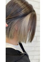 ビス ヘア アンド ビューティー 西新井店(Vis Hair＆Beauty)&nbsp;10代20代切りっぱなしボブインナーカラーホワイトベージュ