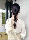 ポンポン玉ねぎヘアアレンジ