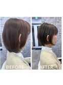 大人ショート×明るめ白髪染め