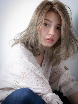 モッズヘア 越谷(mod's hair) かきあげ前髪ハイトーン小顔フリンジウェーブw越谷10代20代30代