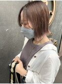 外はねボブ×くすみピンクカラー