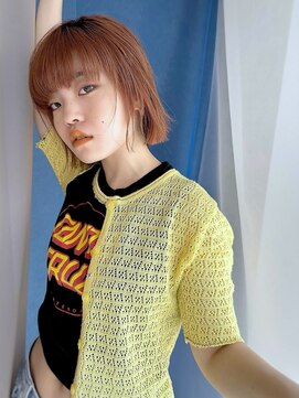 イトシテ オレンジカラー×レイヤーボブ【担当 ジン トモヒト】