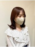 くびれヘア/レッドブラウン/韓国風ヘア/くびれミディアム