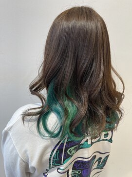 ヘアポジション 大曲飯田店(HAIR Position) インナー×グリーン×ターコイズ