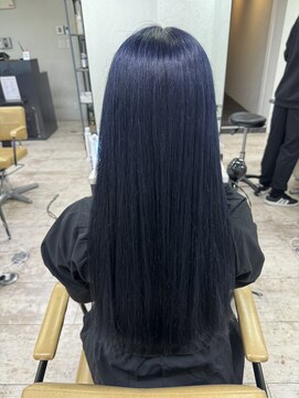 アジールヘア 所沢プロペ通り店(agir hair) ネビージュブルーブラック小顔ワンレンロングケアブリーチ所沢
