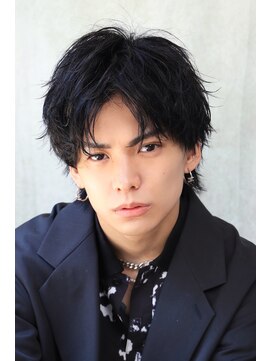 ネイビー(NAVY) コンマバングバング/センターパート／韓国ヘア