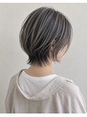 ショートウルフ　白髪ボカシハイライト　名東区美容室