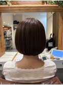 大人ガーリー チョコレート プリカール 小顔 丸みショートボブ