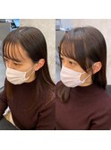 小顔カット、サイドバング、似合わせカット、大人ガーリー
